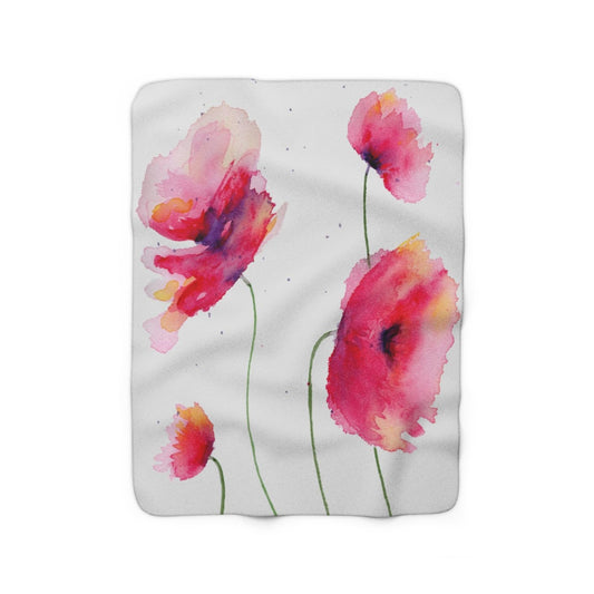 Watercolor Floral Sherpa Fleece Blanket